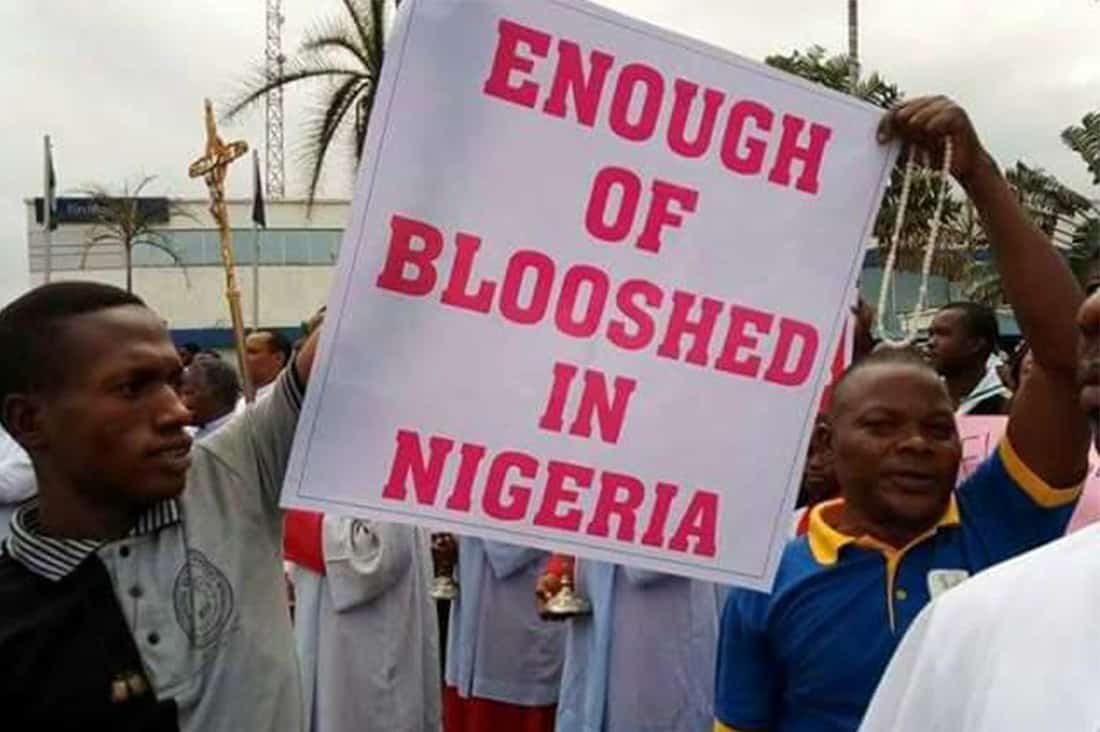 A demonstration by Christians in Nigeria in wake of deadly attack by Fulani herdsmen last April
