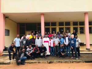 Bishop Osório Citora Afonso with seminarians