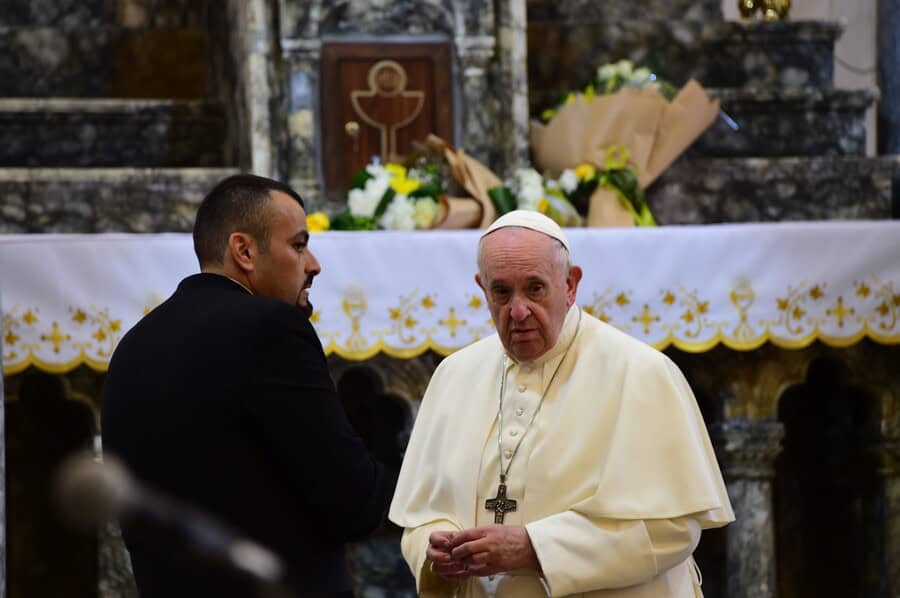 Pope Francis In the great Al-Tahira Syrian-Catholic Church