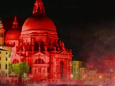 In Venice, Santa Maria della Salute goes red